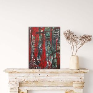 Dark Places, red, black, medium size, acrylic original, wall art design painting